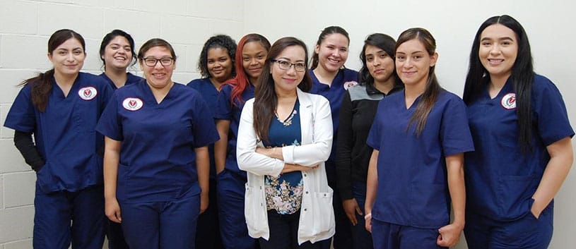 Group of Healthcare Career College students standing together.