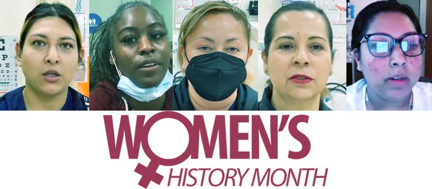 Five female Healthcare Career College students talking about Women's History Month.